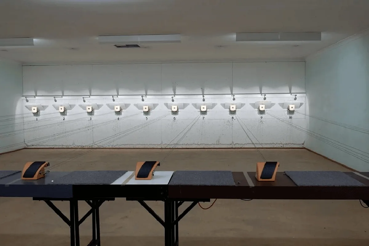 The air pistol range set up for a shoot