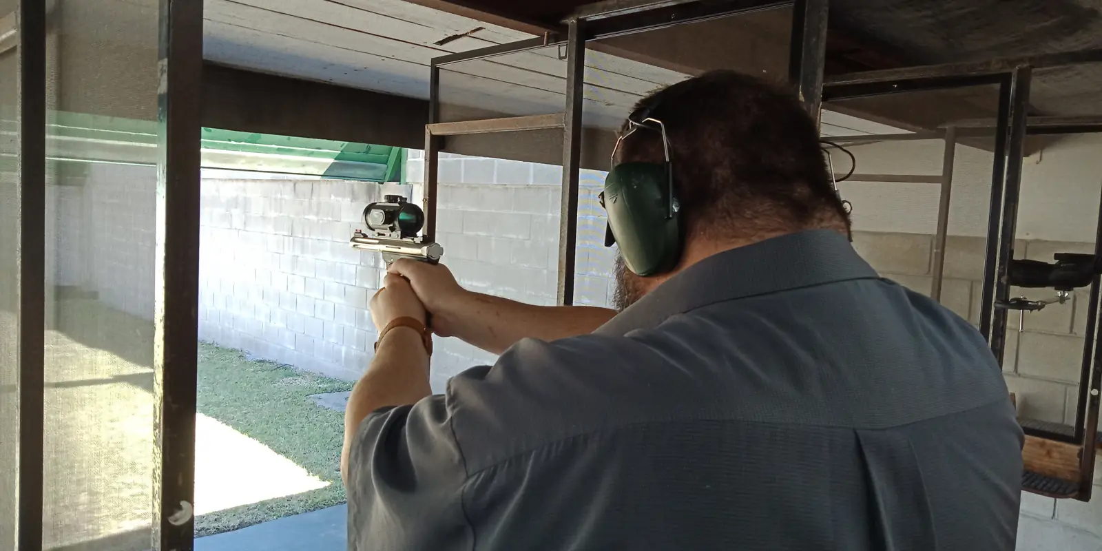 A club member shooting on the indoor range